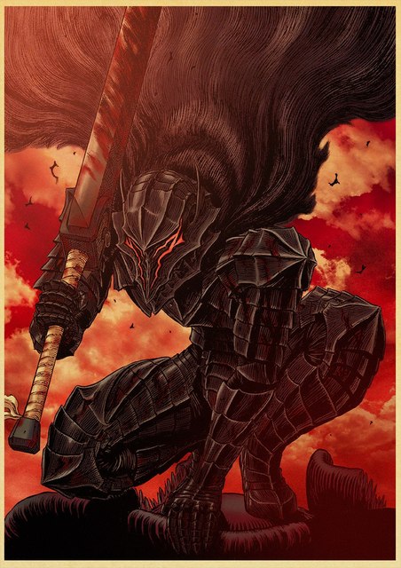 BERSERK Posters Retro Kraft Paper Vintage Room Home Bar Cafe Decor Aesthetic Art Wall Painting.jpg 640x640 19 - Berserk Merchandise