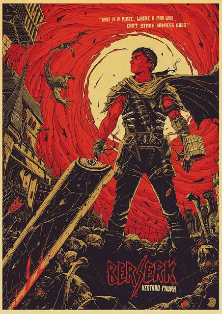 BERSERK Posters Retro Kraft Paper Vintage Room Home Bar Cafe Decor Aesthetic Art Wall Painting.jpg 640x640 2 - Berserk Merchandise