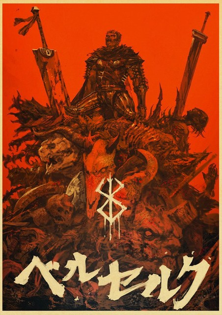 BERSERK Posters Retro Kraft Paper Vintage Room Home Bar Cafe Decor Aesthetic Art Wall Painting.jpg 640x640 9 - Berserk Merchandise