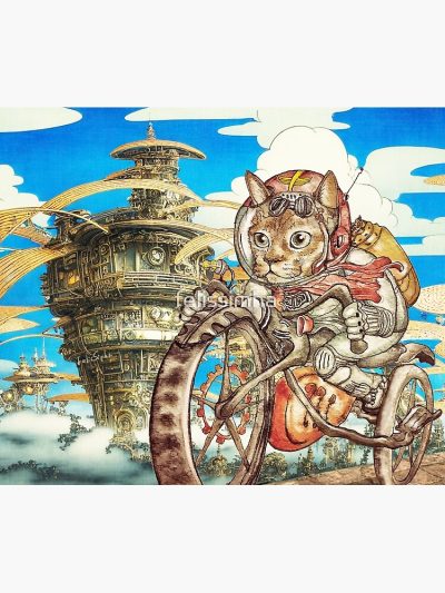 Berserk Steampunk Motorcycle Cat Go Through Castle In The Sky Tapestry Official Berserk Merch