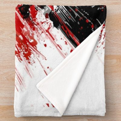 An Angry Warrior With A Beard, His Body Was Stained With Blood, Berserk Throw Blanket Official Berserk Merch