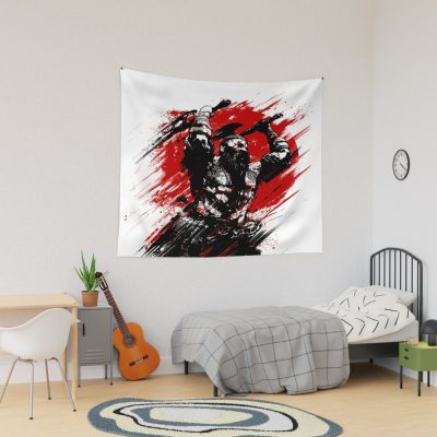 An Angry Warrior With A Beard, His Body Was Stained With Blood, Berserk Tapestry Official Berserk Merch