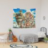 Berserk Steampunk Motorcycle Cat Go Through Castle In The Sky Tapestry Official Berserk Merch