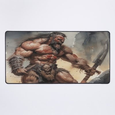 Ferocious Barbarian In Berserk And Rage Mode Mouse Pad Official Berserk Merch