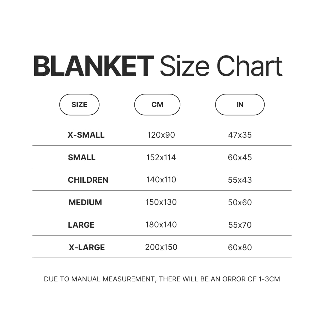 Blanket Size Chart - Berserk Merchandise