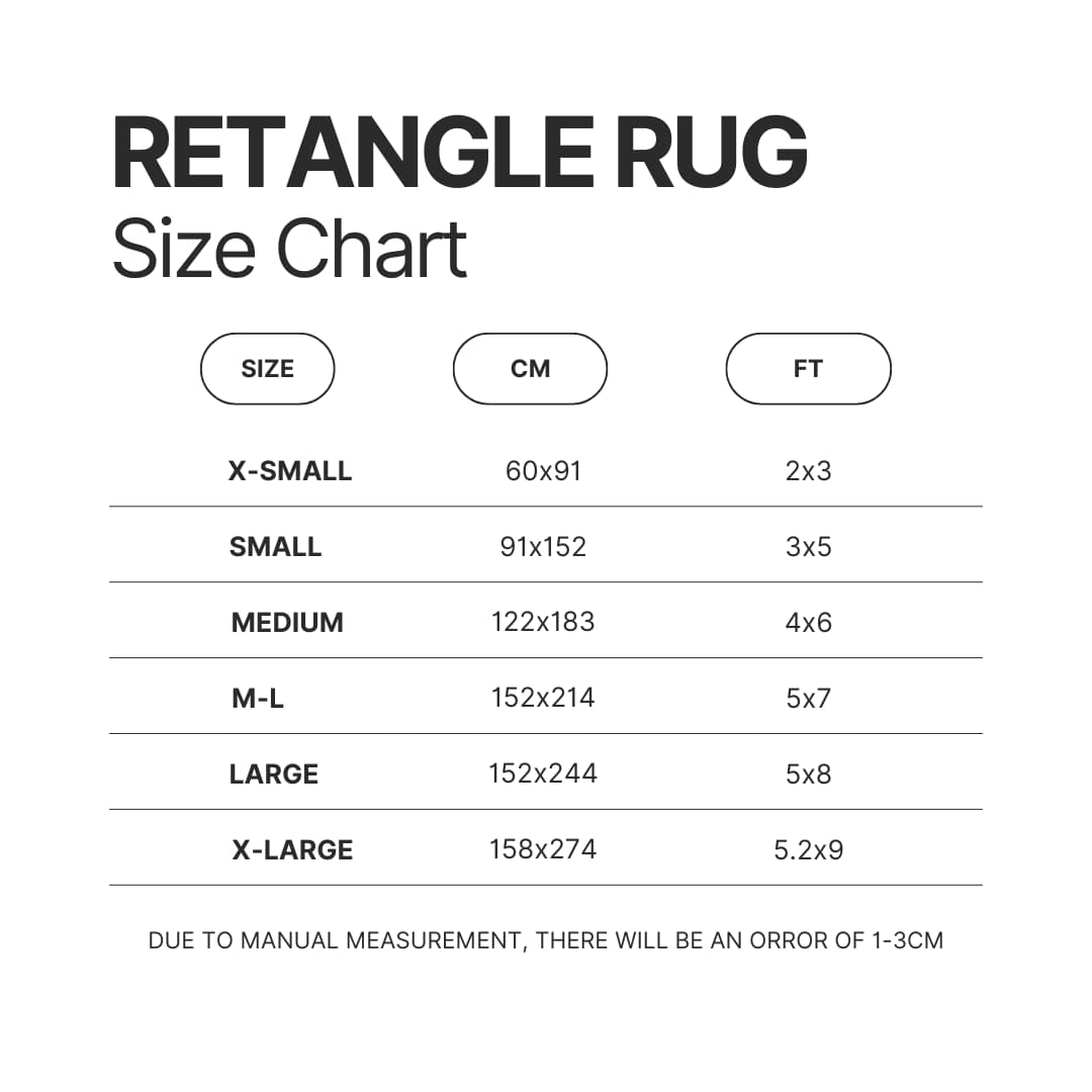 Retangle Rug Size Chart - Berserk Merchandise