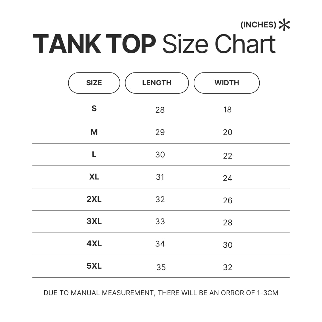 Tank Top Size Chart - Berserk Merchandise