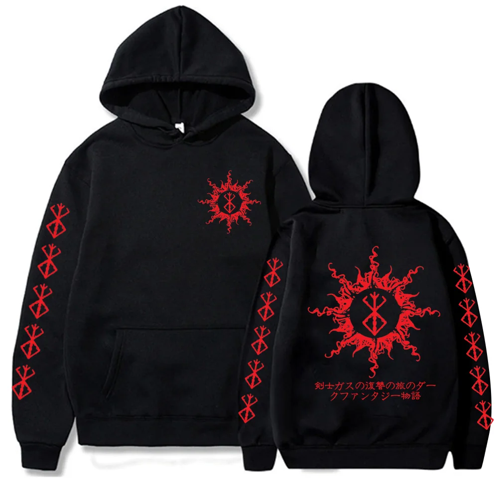 kf Sfefdc91f1f3b4672b919970268365b7dP Japanese Anime Berserk Logo Hoodies Streewear Clothes Men Women Harajuku Red Letter Graphics Winter Warm Oversized - Berserk Merchandise